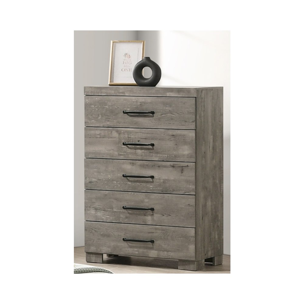Modern 5-Drawer Chest In Antique Gray Color