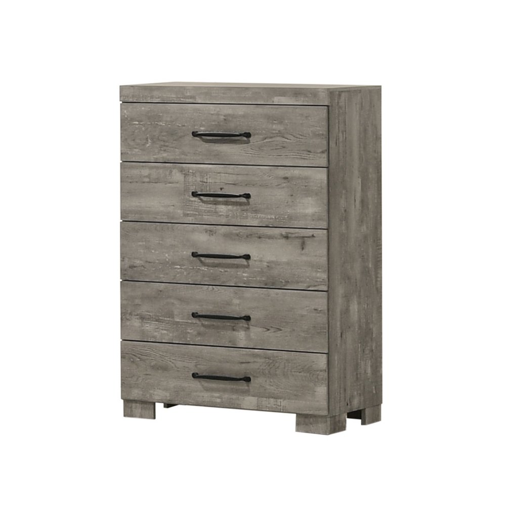 Modern 5-Drawer Chest In Antique Gray Color