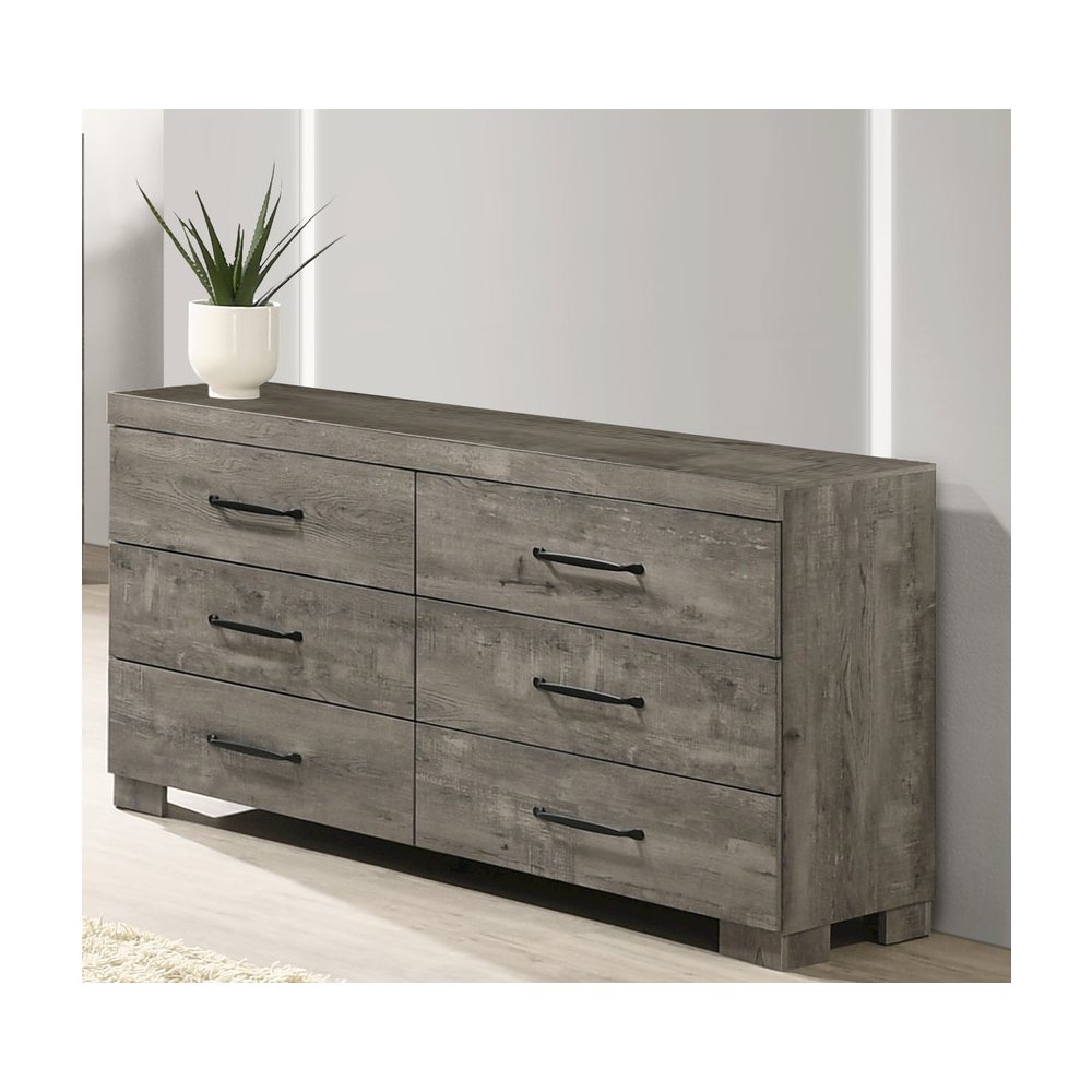 Modern 6-Drawer Dresser In Antique Gray Color