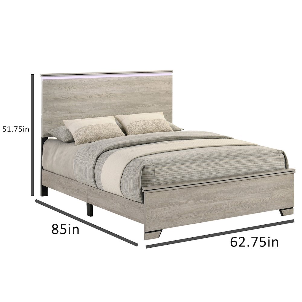 Queen Panel Bed Greige Rustic Oak
