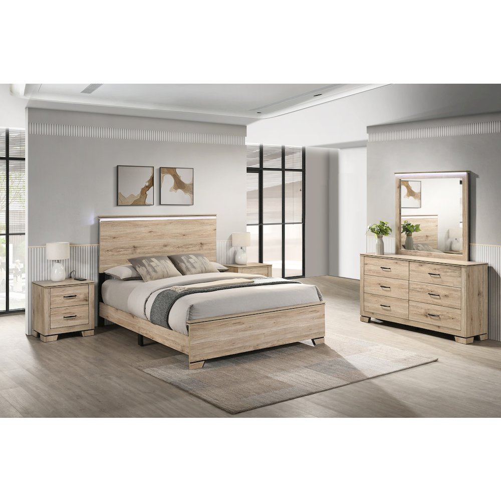 5pc Eastern King Panel Bedroom Set Light Oak