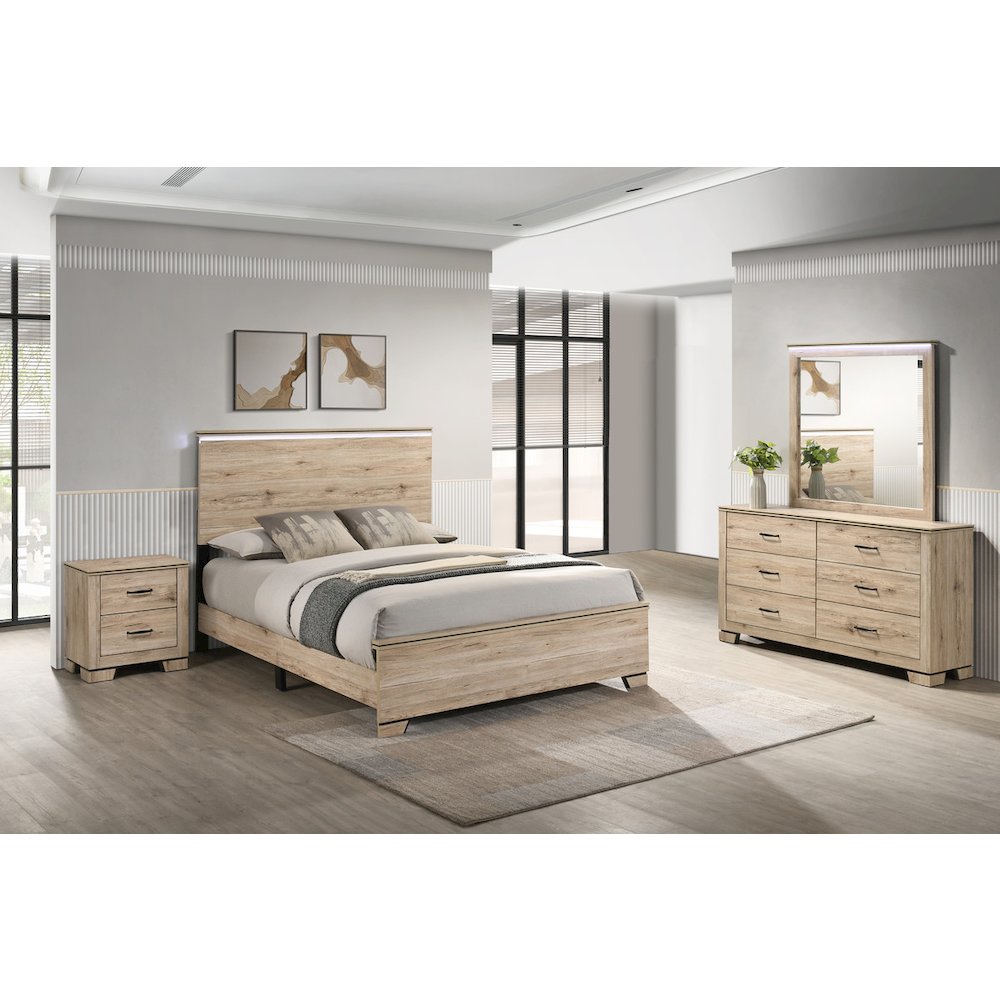 4pc Eastern King Panel Bedroom Set Light Oak