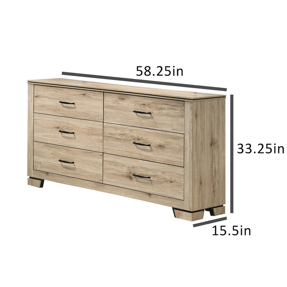 Light Oak 6-Drawers Dresser