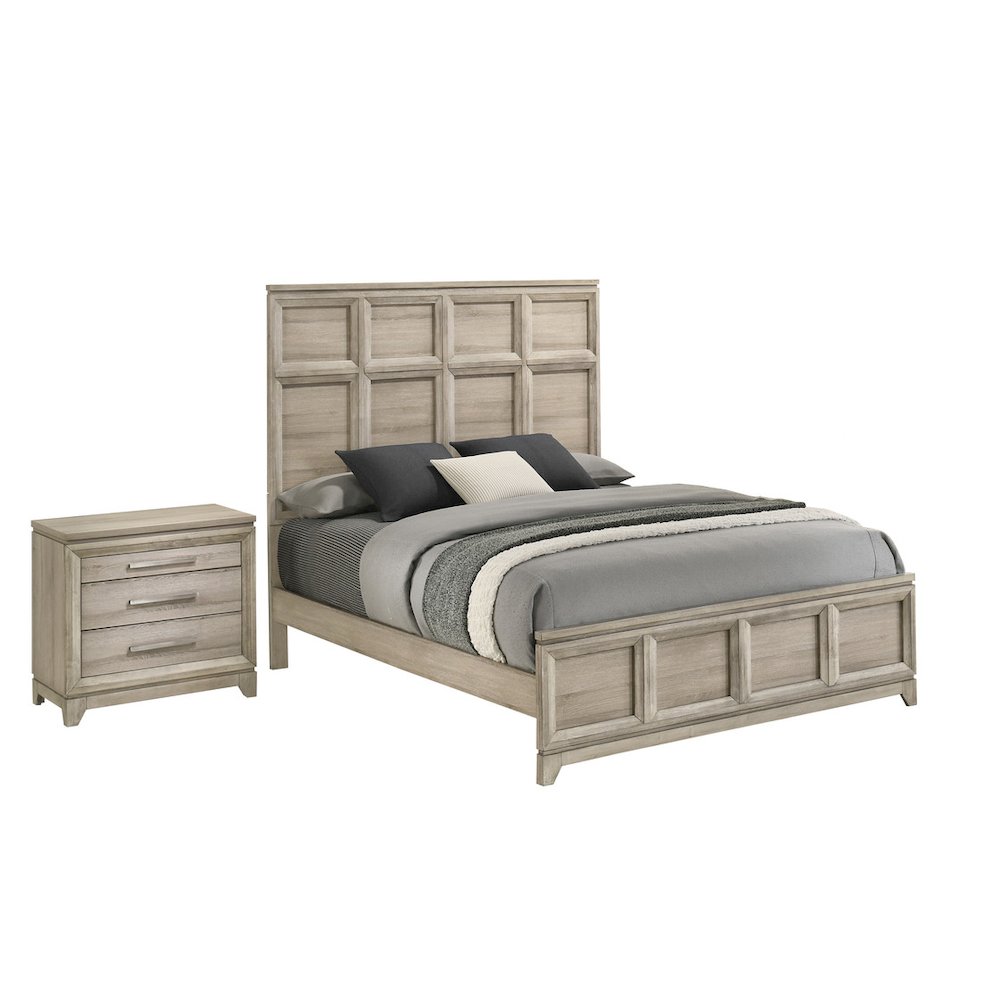 2pc Eastern King Panel Bedroom Set Weathered Greige (Bed