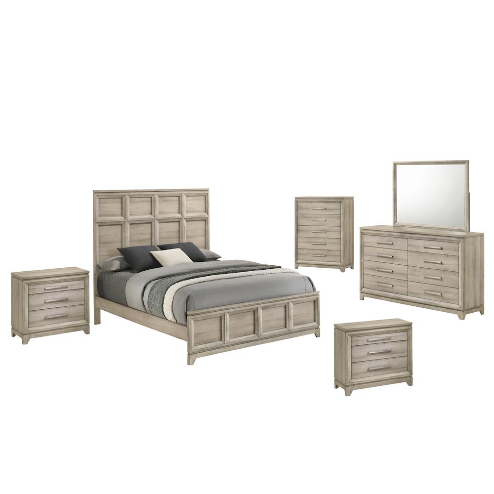 6pc Bedroom Set Weathered Greige (Bed