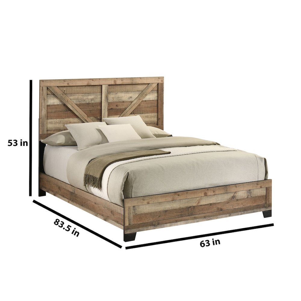 6pc Queen Panel Bedroom Set Weathered Brown Pine color