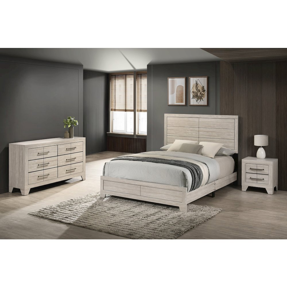 3pc Eastern King Panel Bedroom Set Rustic Gray Oak color