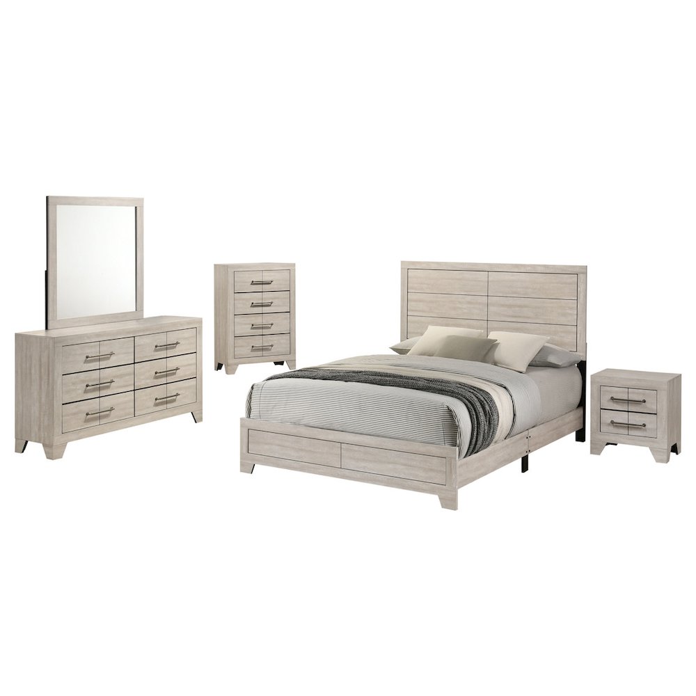 5pc Eastern King Panel Bedroom Set Rustic Gray Oak color