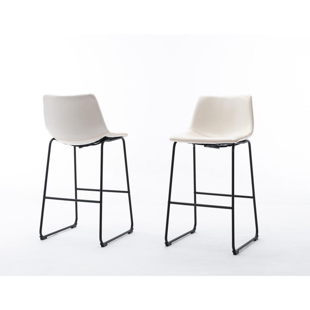 White Faux Leather Barstool Bucket Seat