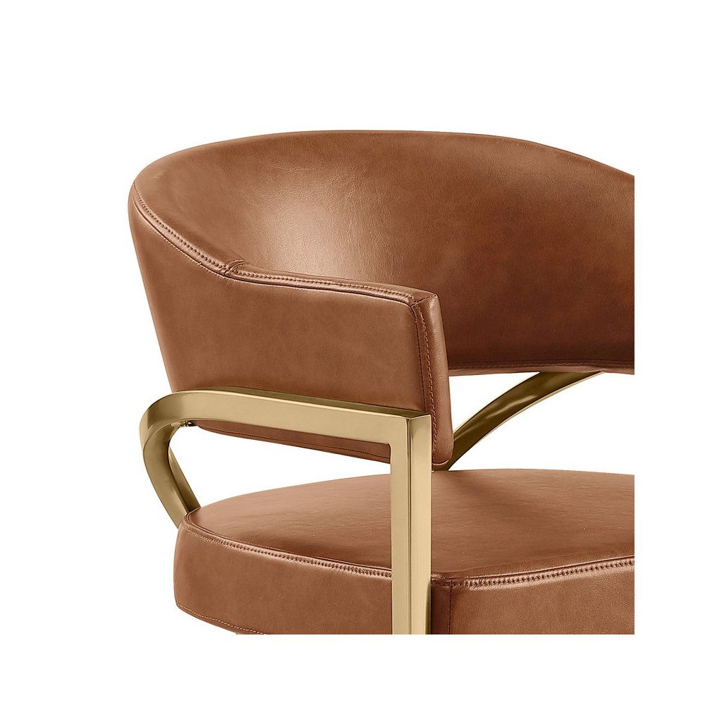 Single Leather-Aire Barstool Toffee with Gold Chrome Base