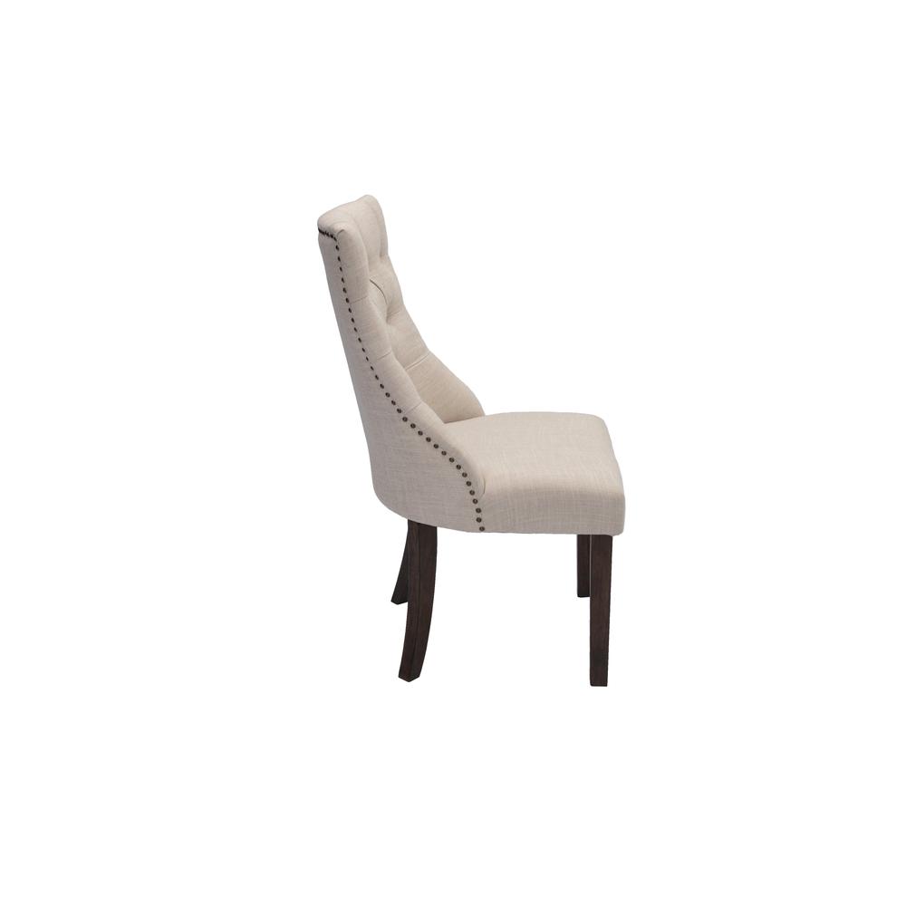 Classic Upholstered Side Chair Tufted in Linen Fabric w/Nailhead Trim **Set of 2**