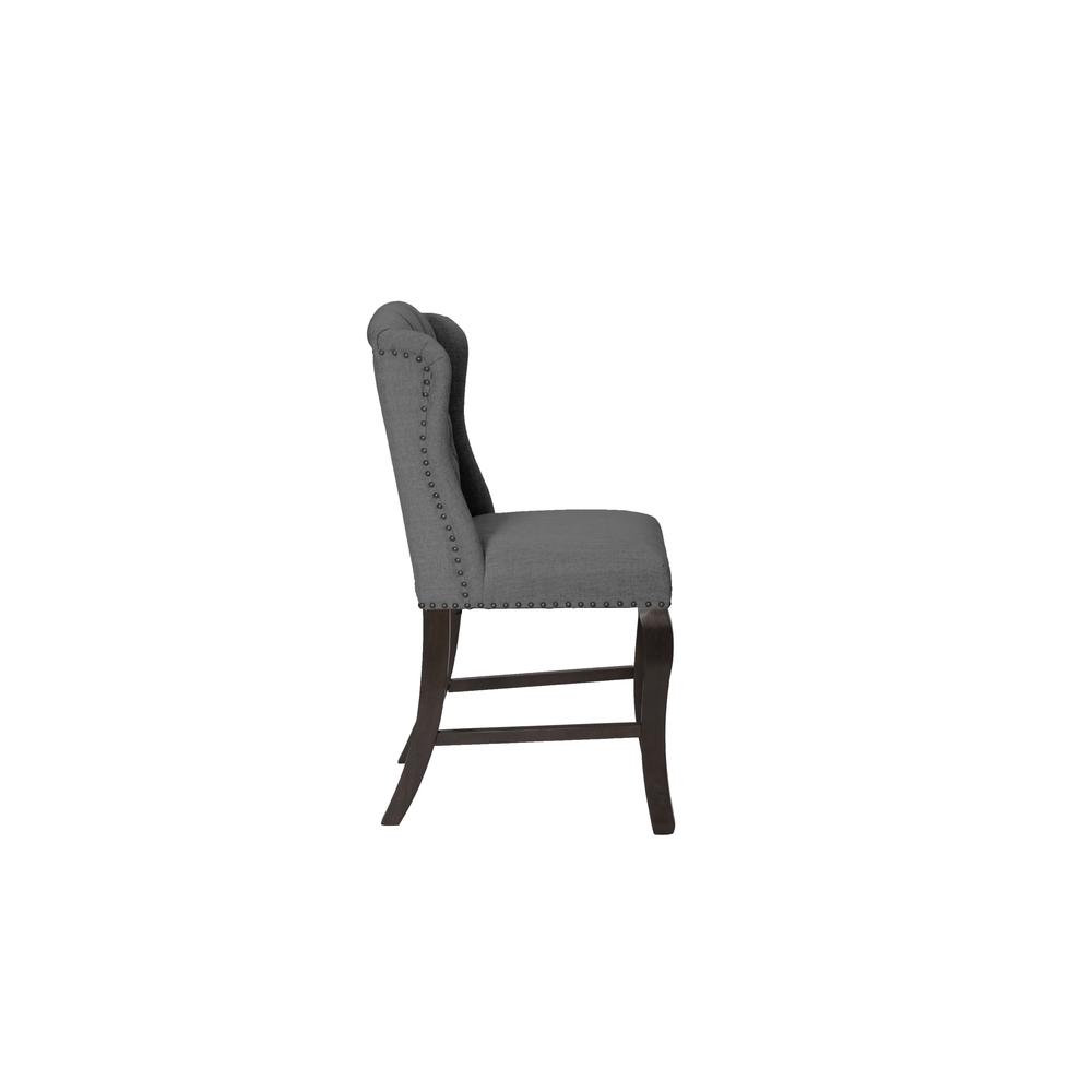 Counter Height Upholstered Side Chairs with Tufted Buttons and Nailhead Trim