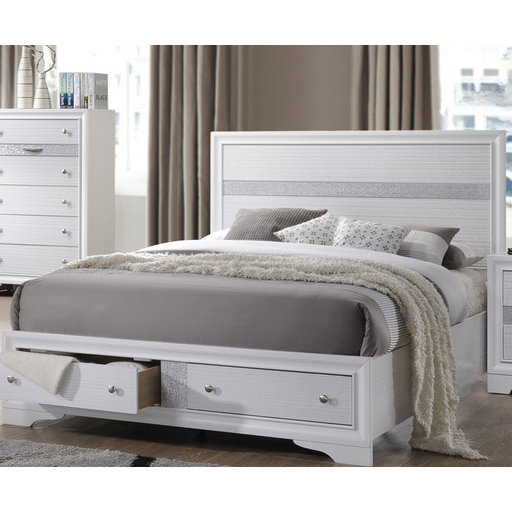 Catherine White Platform Eastern King Bed – White