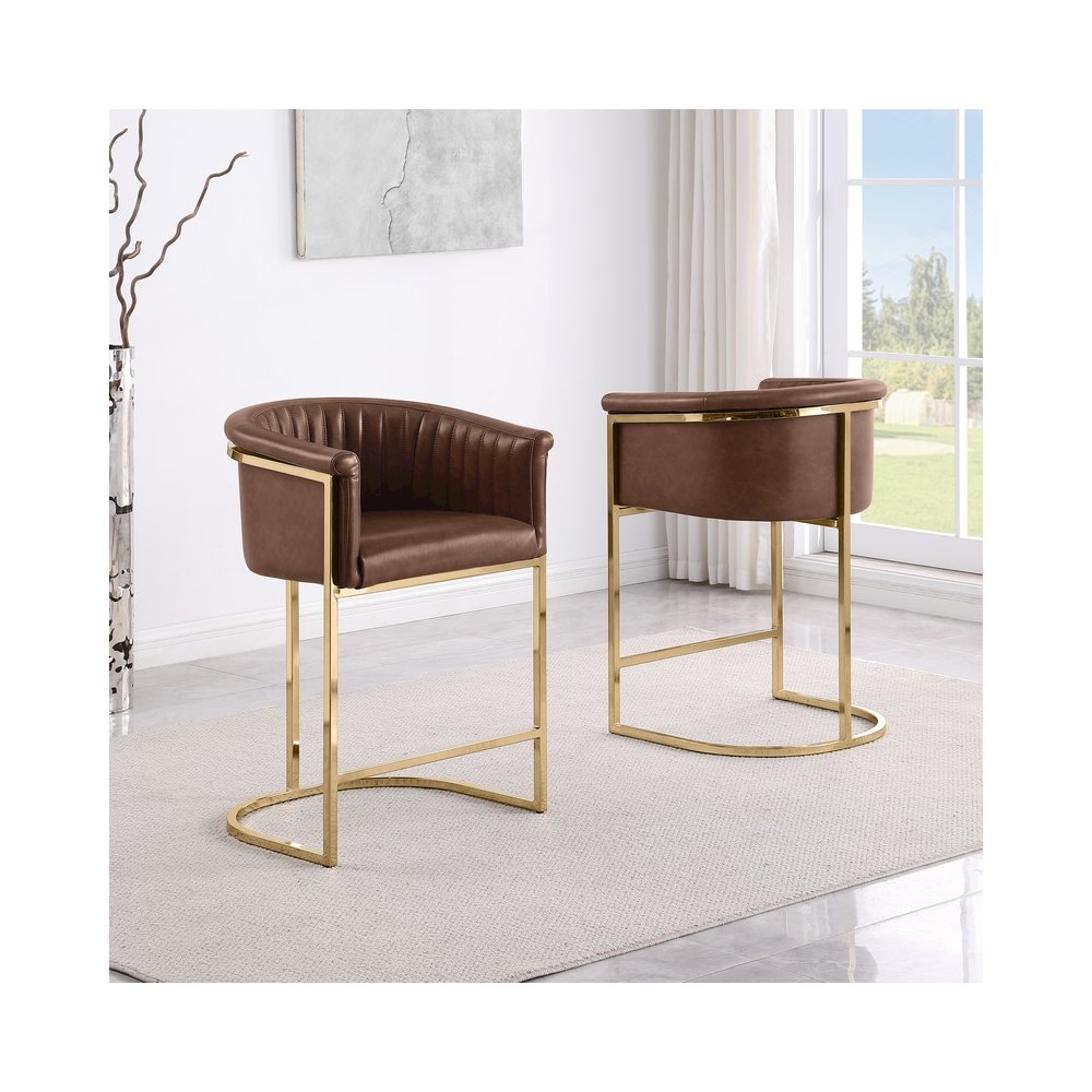 Leaather-Aire Counterheights 24″ with Gold Chrome (Set of 2)