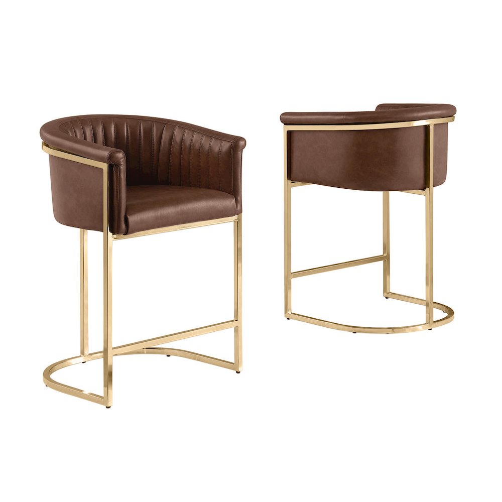 Leaather-Aire Counterheights 24″ with Gold Chrome (Set of 2)