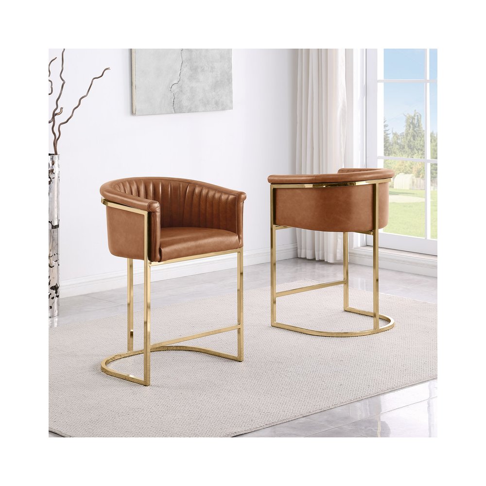 Leaather-Aire Counterheights 24″ with Gold Chrome (Set of 2)