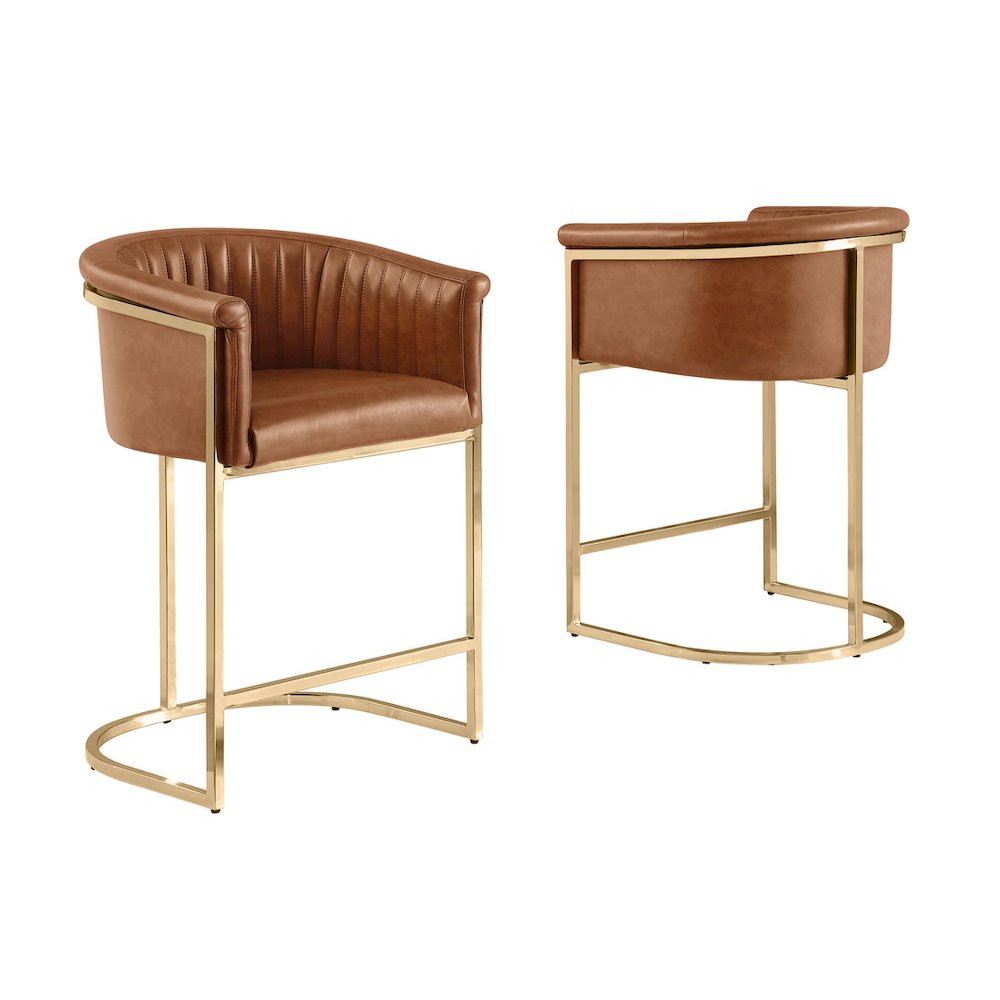 Leaather-Aire Counterheights 24″ with Gold Chrome (Set of 2)
