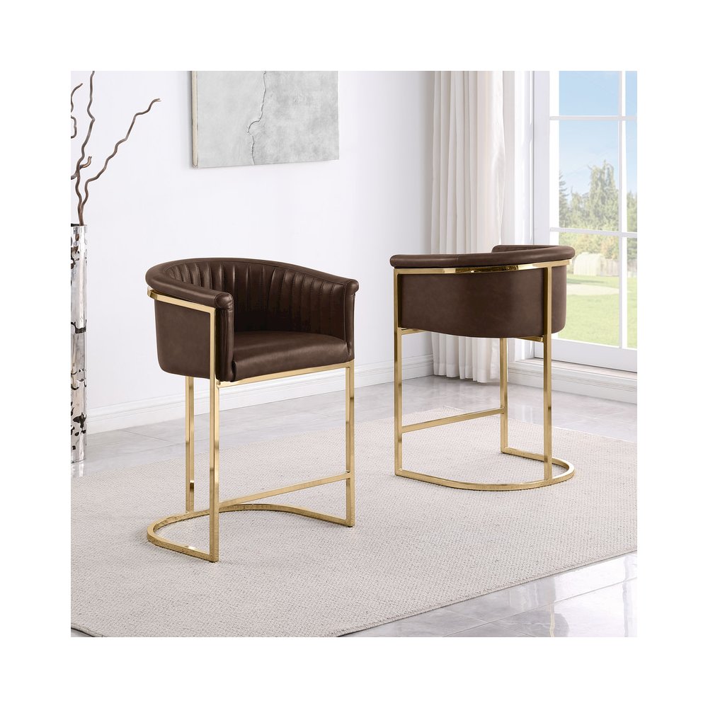 Leaather-Aire Counterheights 24″ with Gold Chrome (Set of 2)