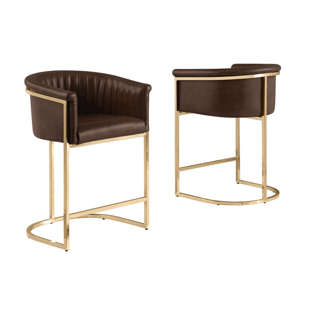 Leaather-Aire Counterheights 24″ with Gold Chrome (Set of 2)