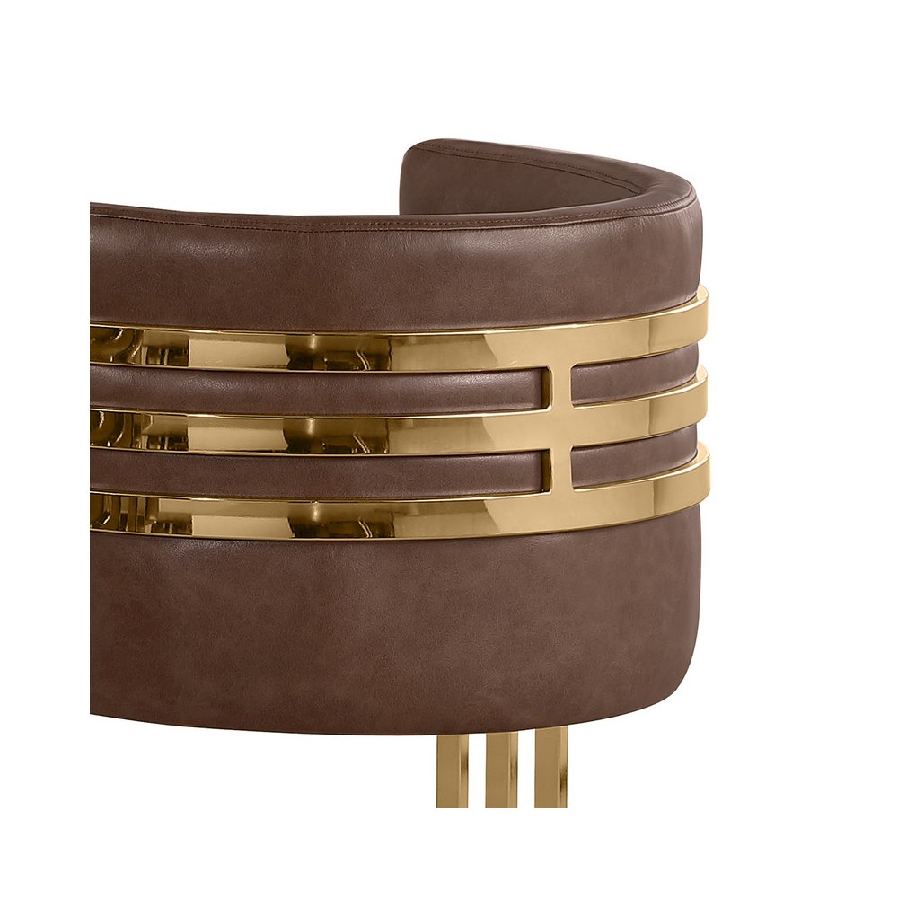 Leaather-Aire Mocha Counterheights 24″ with Gold Chrome (Set of 2)