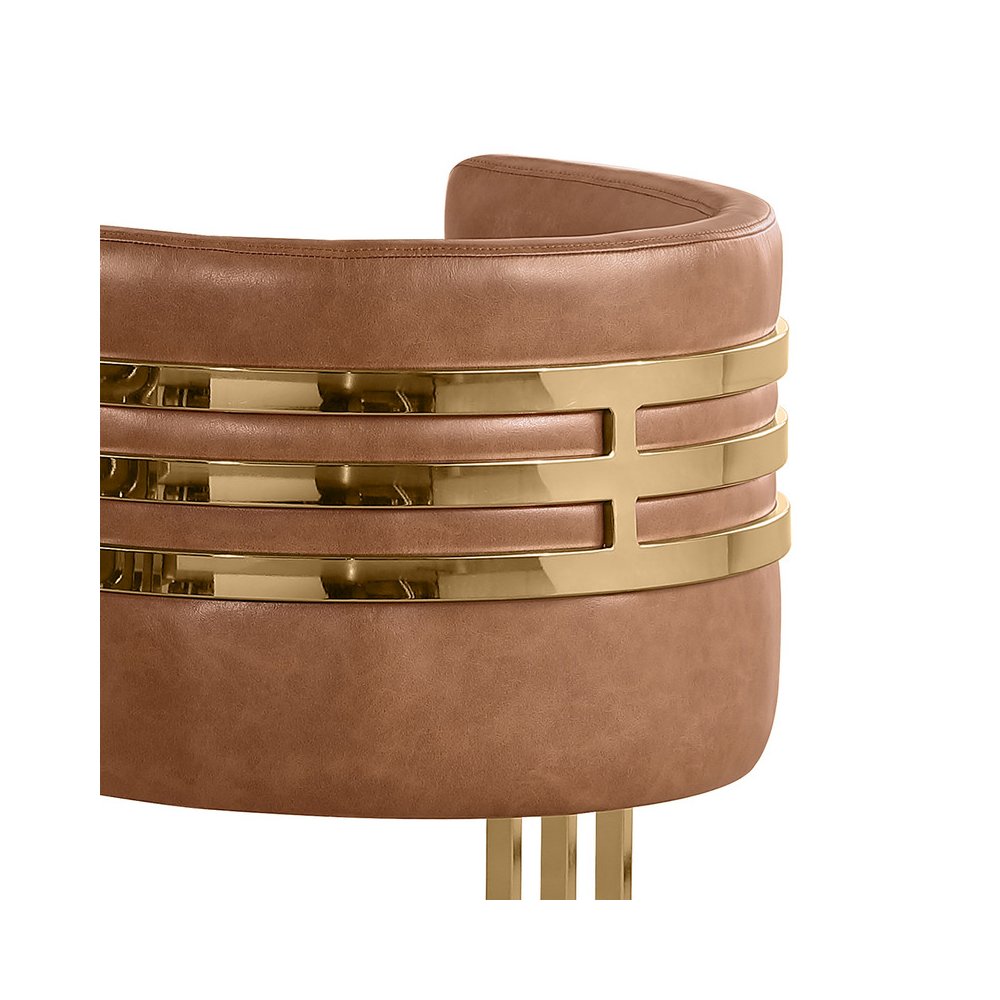 Leaather-Aire Toffee Counterheights 24″ with Gold Chrome (Set of 2)