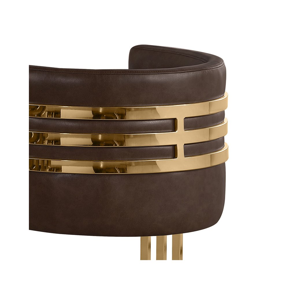 Leaather-Aire Espresso Counterheights 24″ with Gold Chrome (Set of 2)