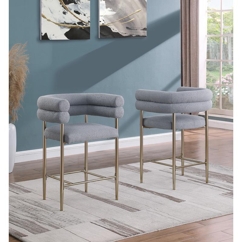 Gray teddy fur upholstered counter high chairs