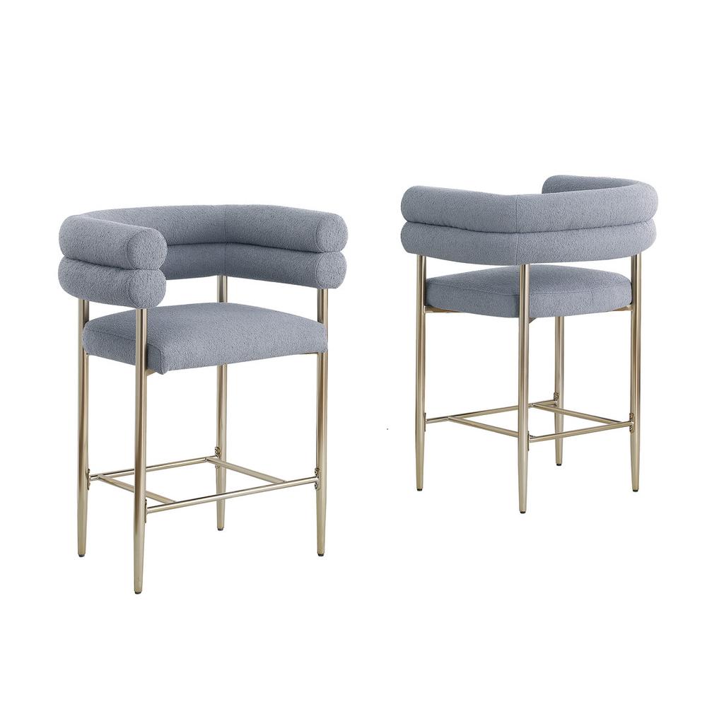 Gray teddy fur upholstered counter high chairs