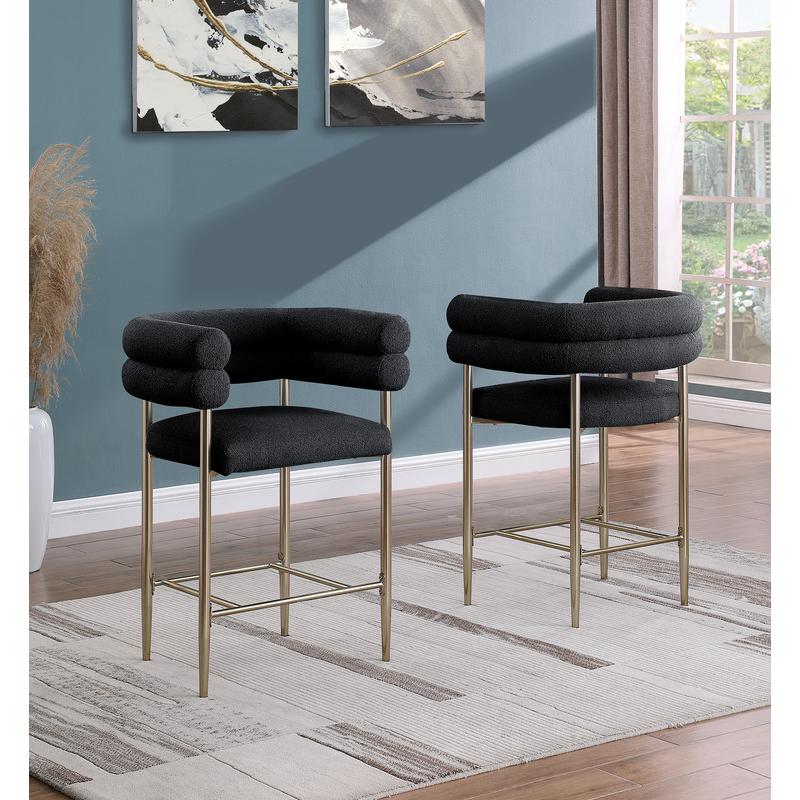 Black teddy fur upholstered counter high chairs