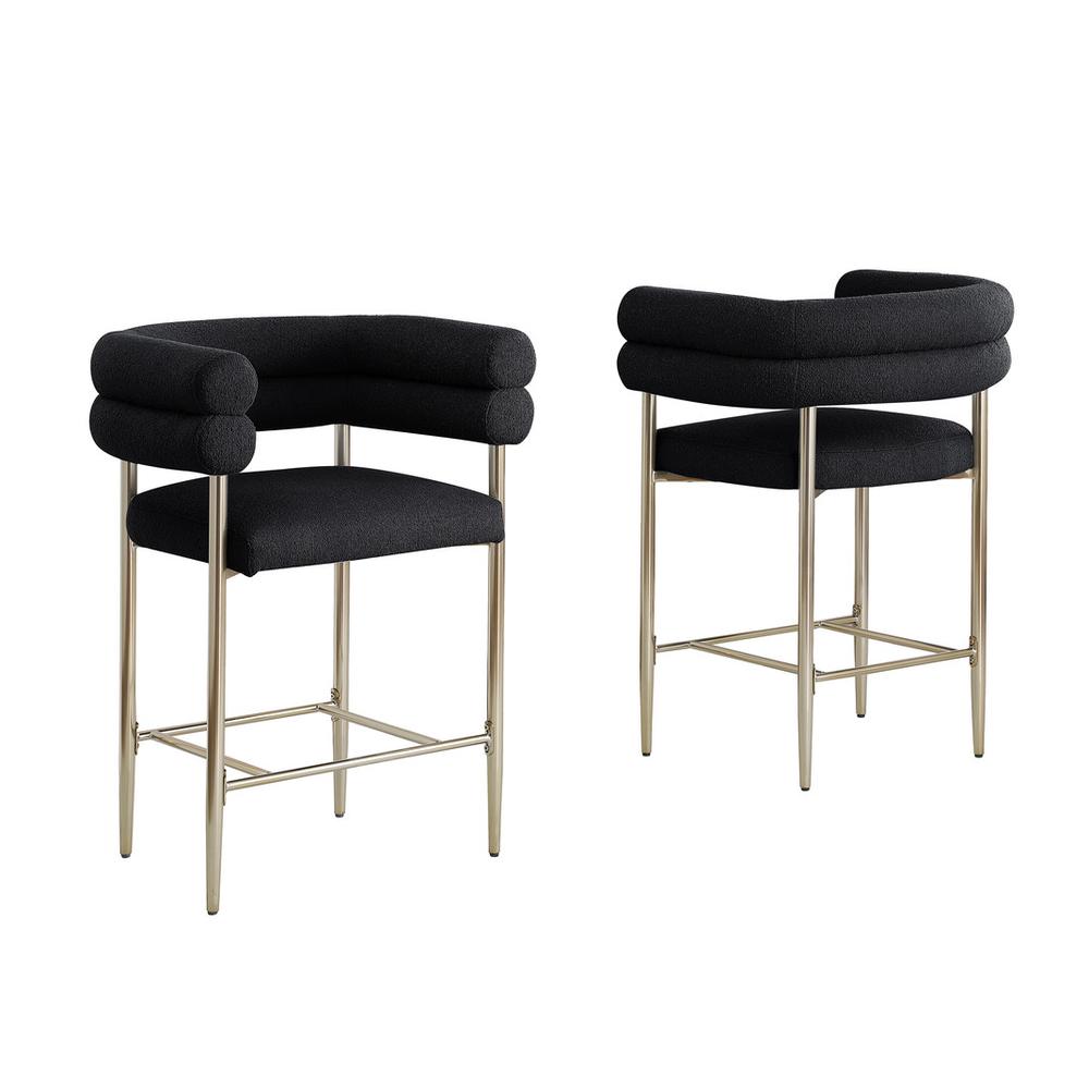 Black teddy fur upholstered counter high chairs