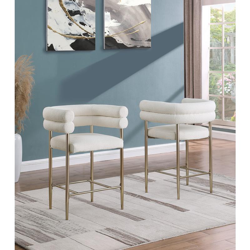 Beige teddy fur upholstered counter high chairs