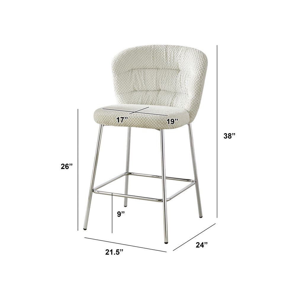 Cream With Chrome Base Counter-Height Chair