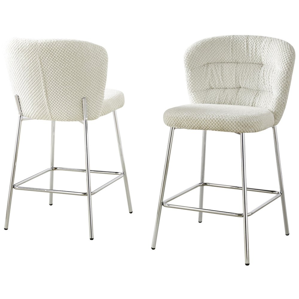 Cream With Chrome Base Counter-Height Chair