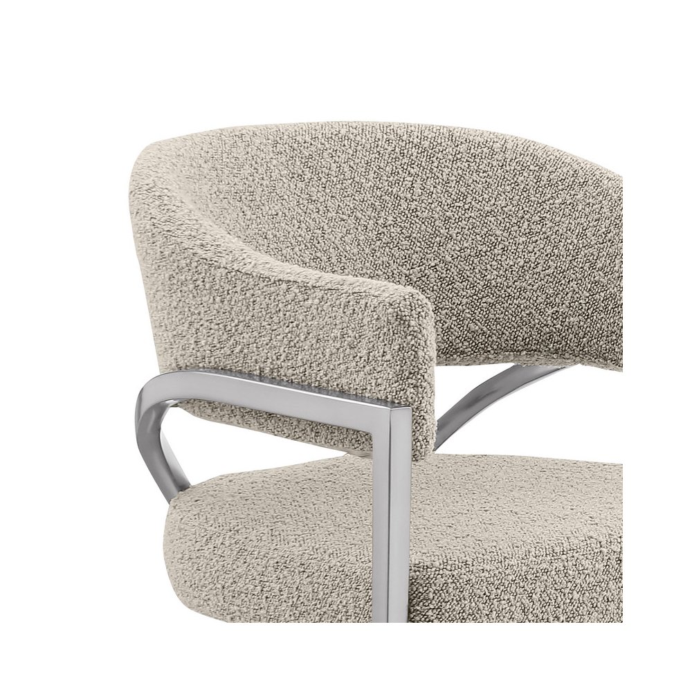 Gray Boucle Fabric Counterheights with Gold Matte Chrome Base (Set of 2)