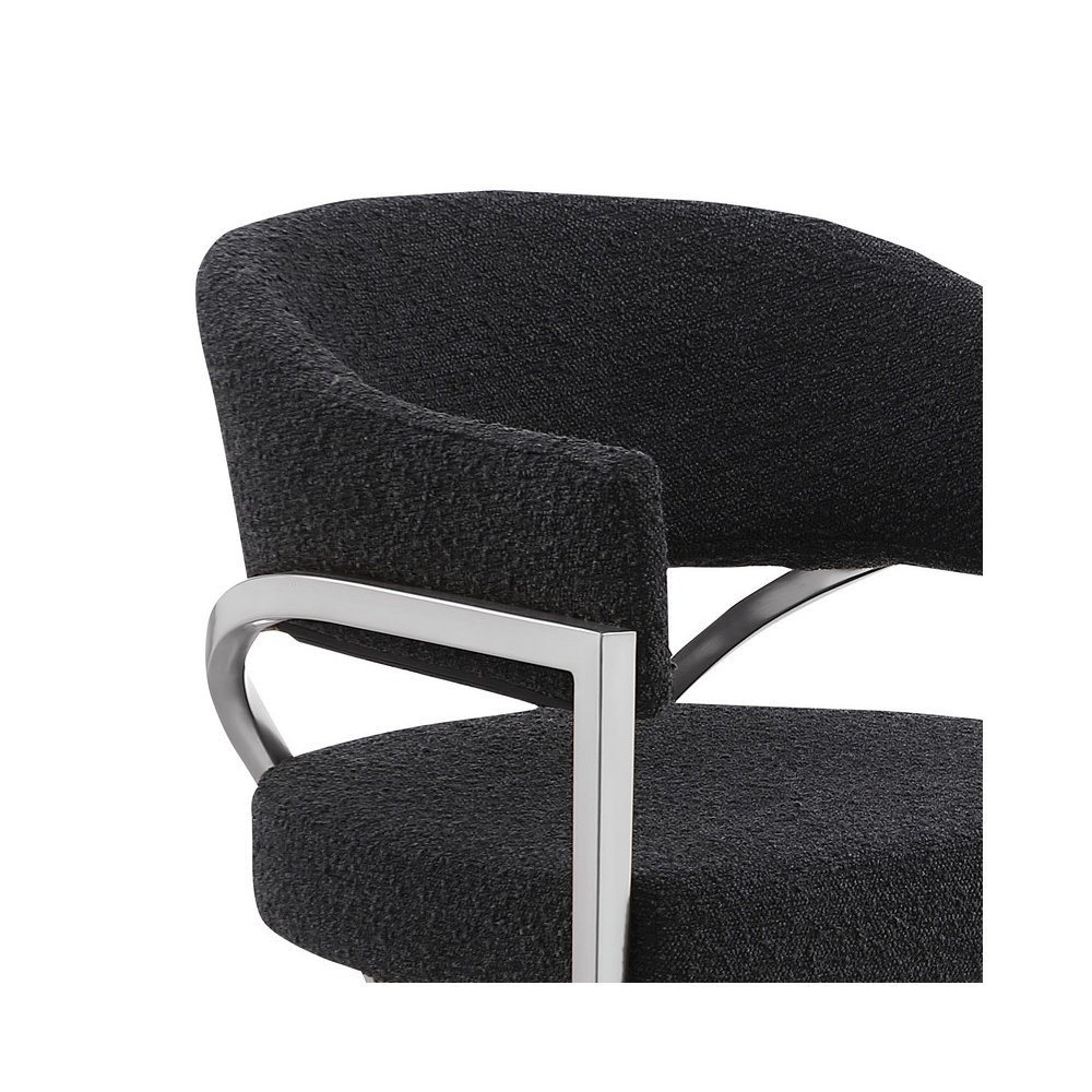 Black Boucle Fabric Counterheights with Gold Matte Chrome Base (Set of 2)