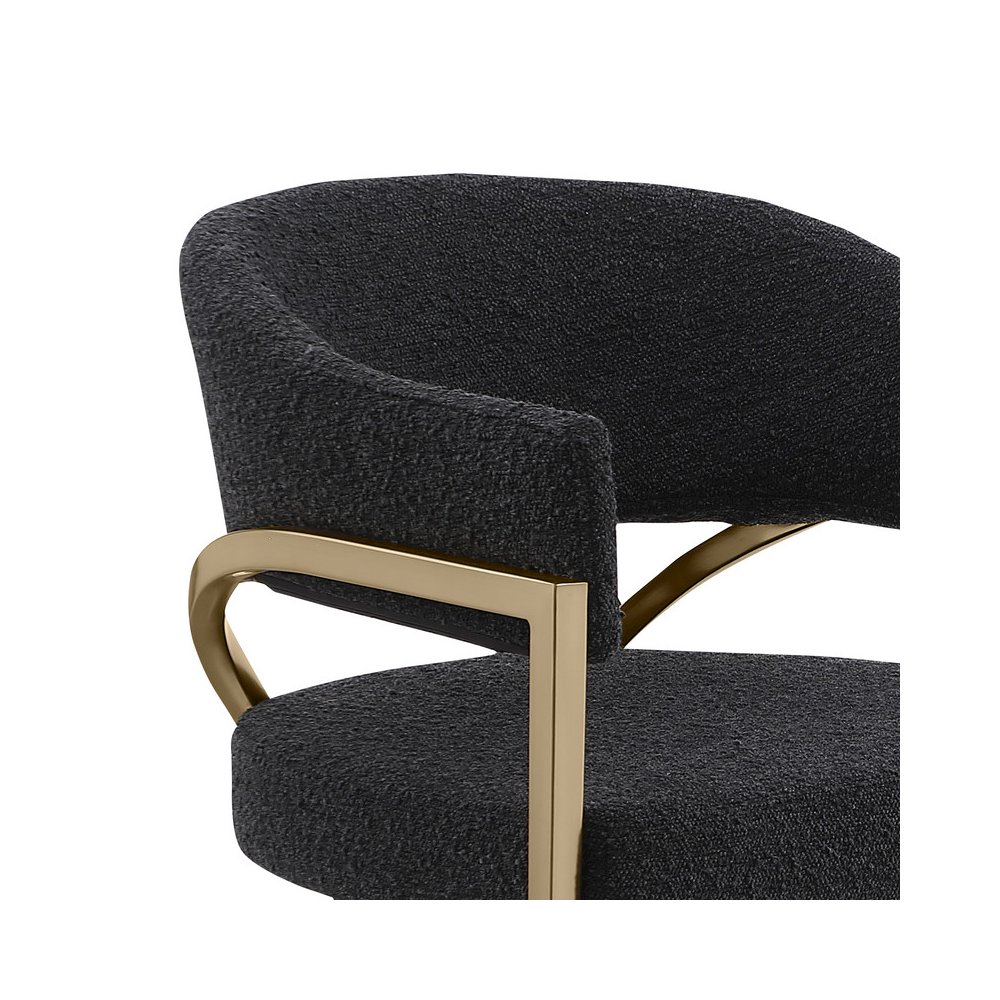 Black Boucle Fabric Counterheights with Gold Matte Chrome Base (Set of 2)