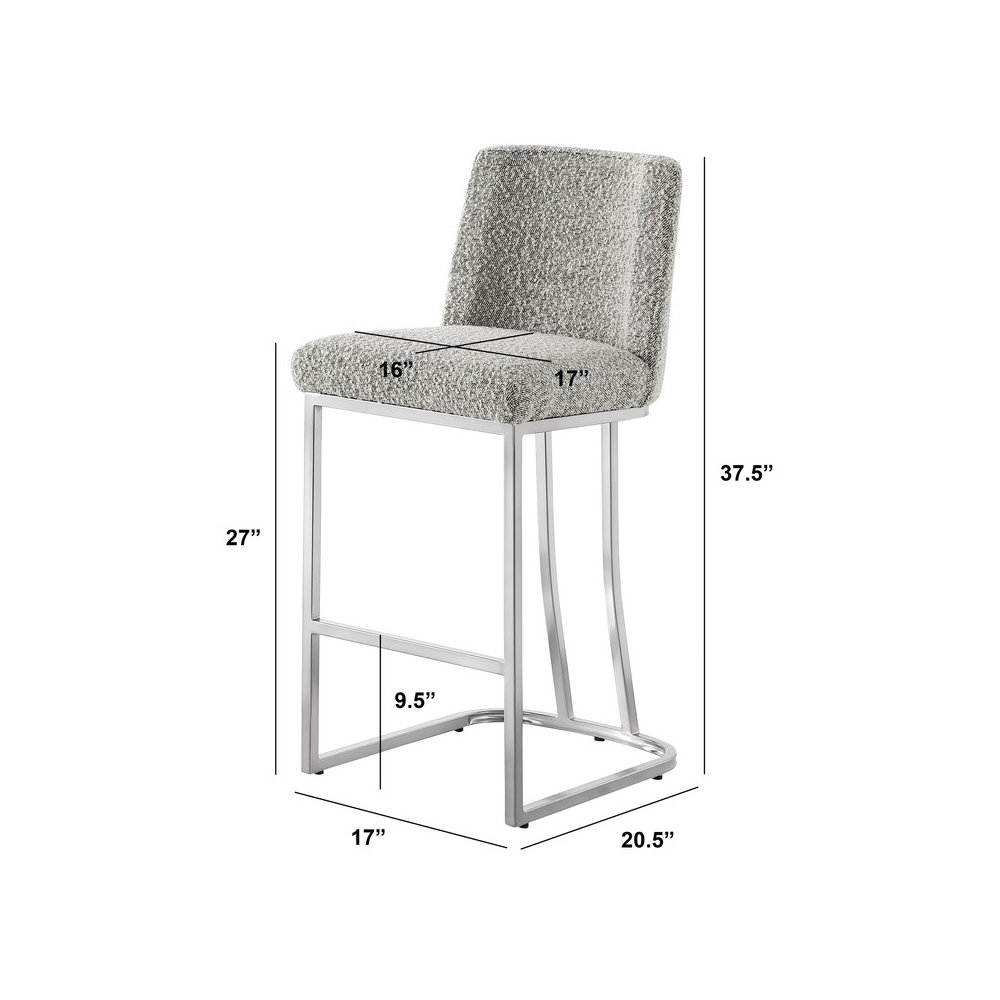 Rich Gray With Silver Base Counter-Height Chairs