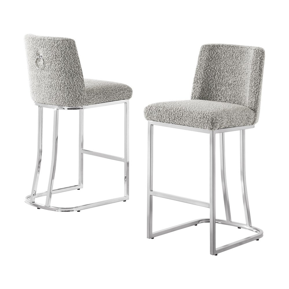 Rich Gray With Silver Base Counter-Height Chairs