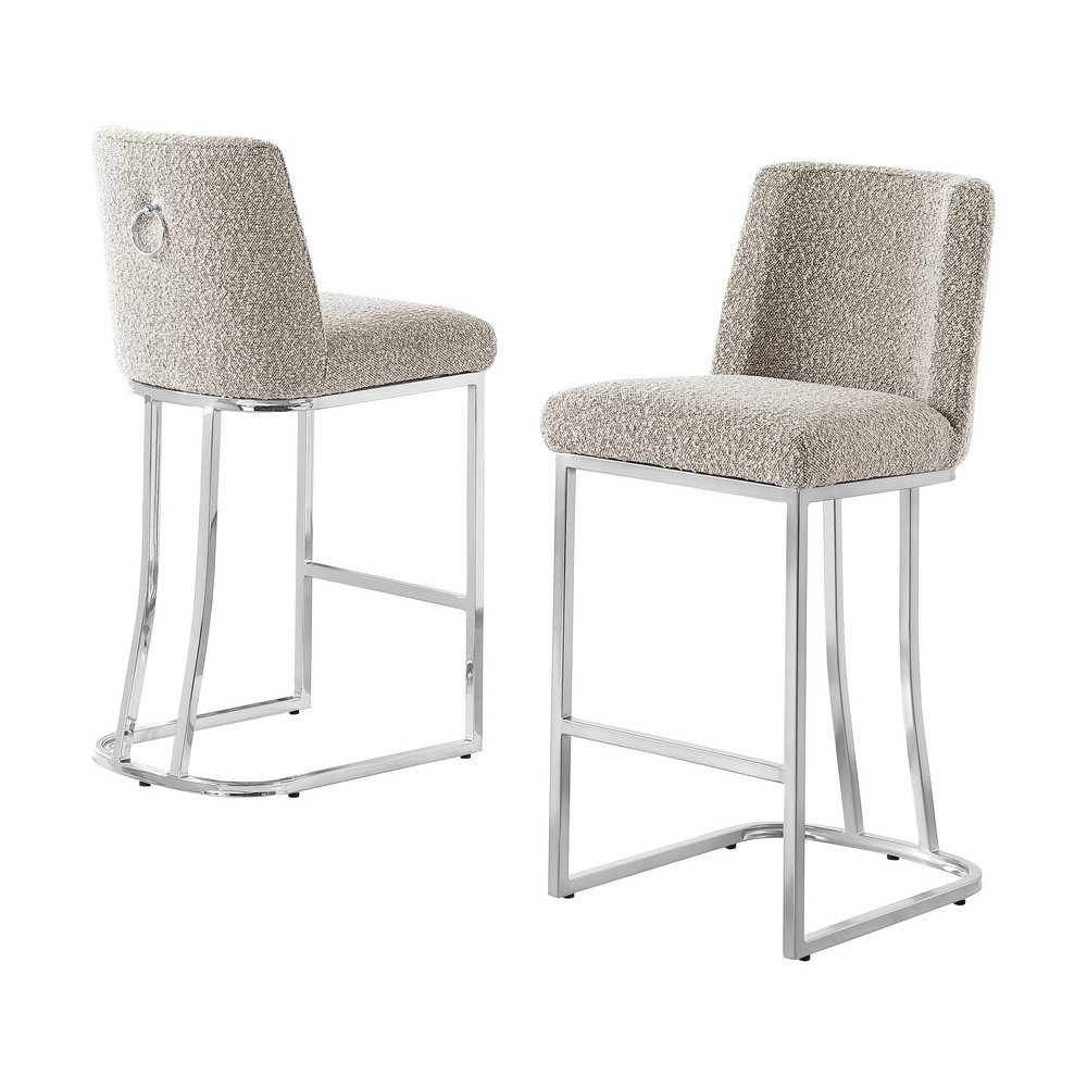 Gray With Silver Base Counter-Height Chairs