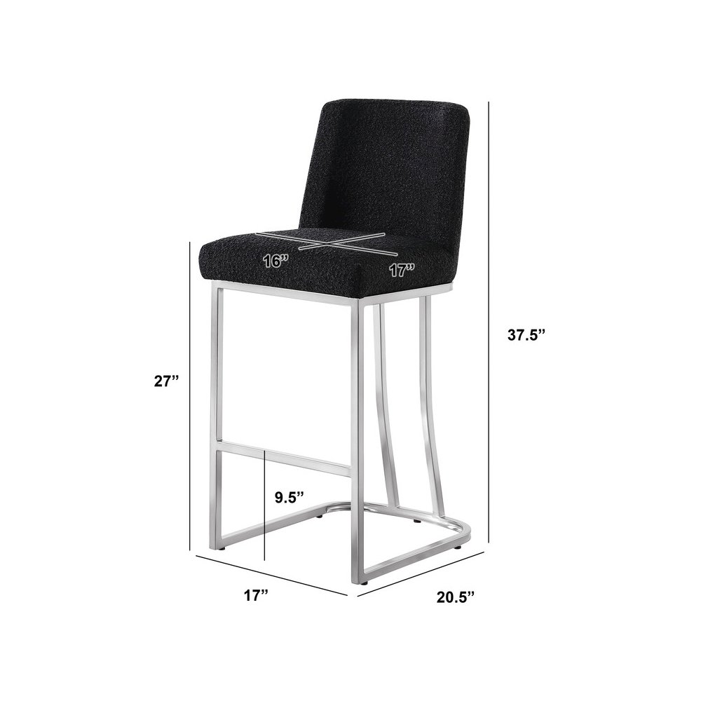 Black With Silver Base Counter-Height Chairs