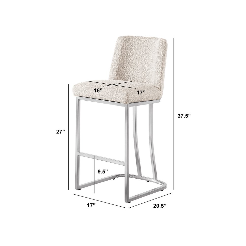 Cream With Silver Base Counter-Height Chairs