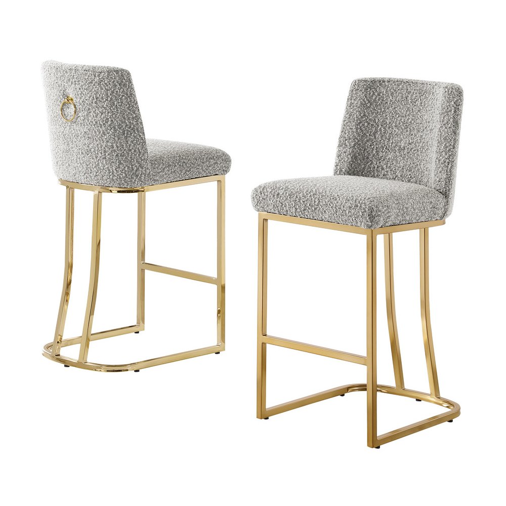Rich Gray With Gold Base Counter-Height Chairs
