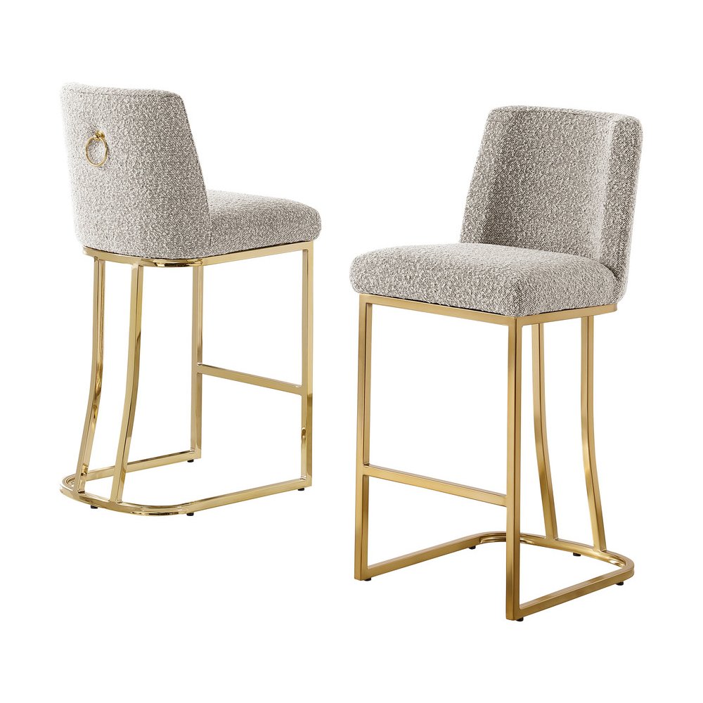 Gray With Gold Base Counter-Height Chairs