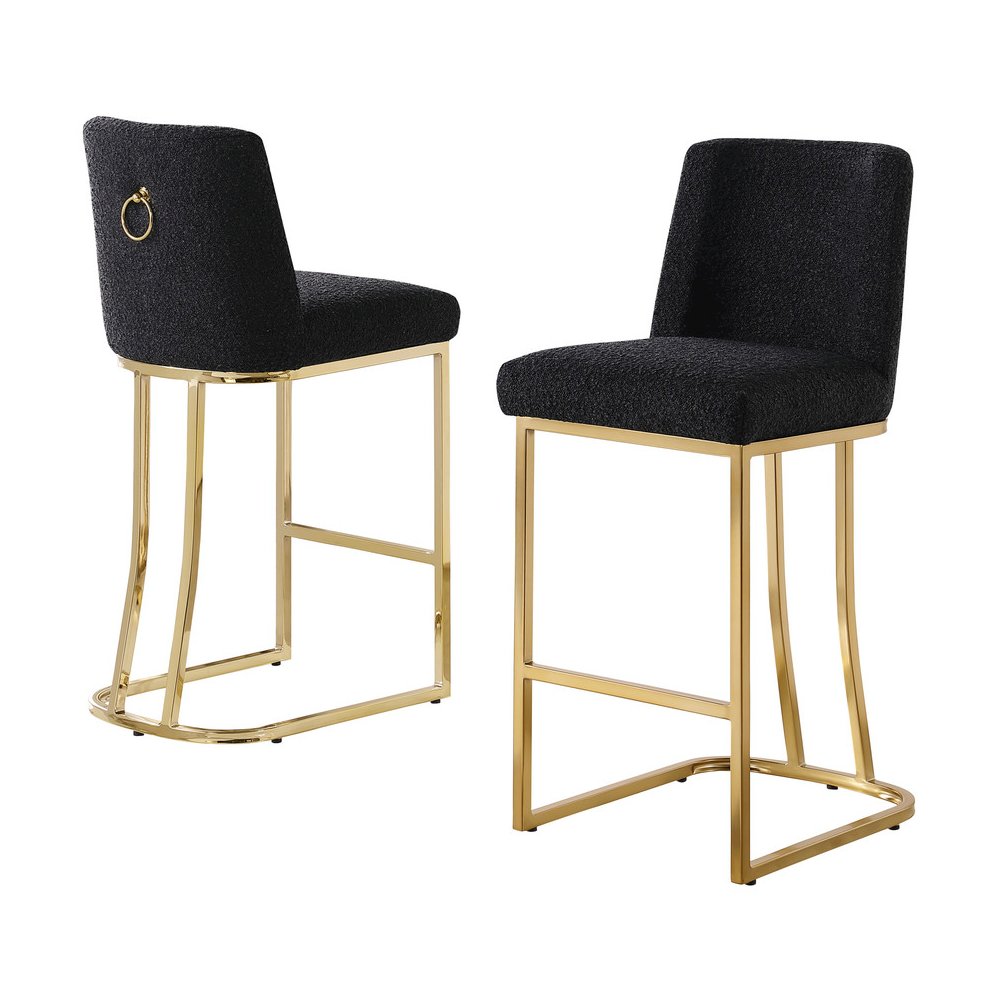 Black With Gold Base Counter-Height Chairs