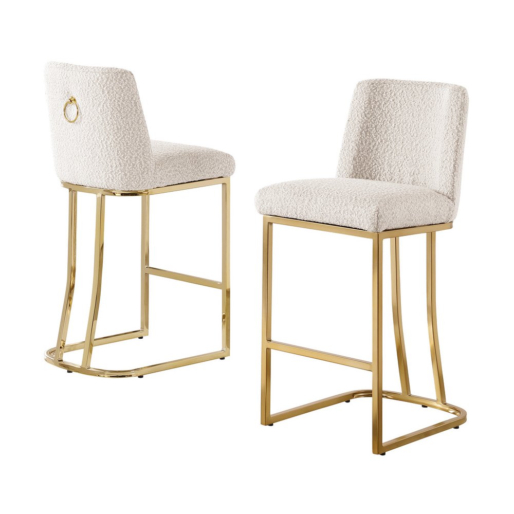 Cream With Gold Base Counter-Height Chairs