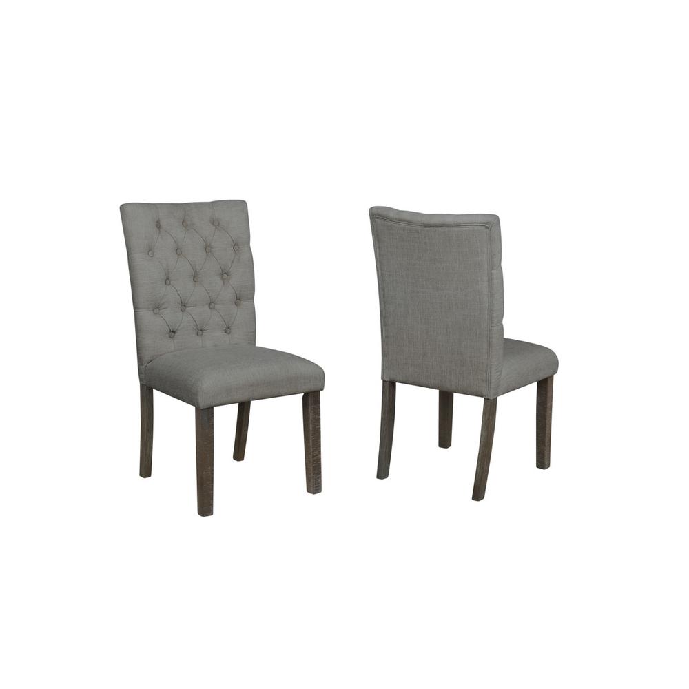 Classic Upholstered Side Chair Tufted in Linen Fabric **Set of 2**