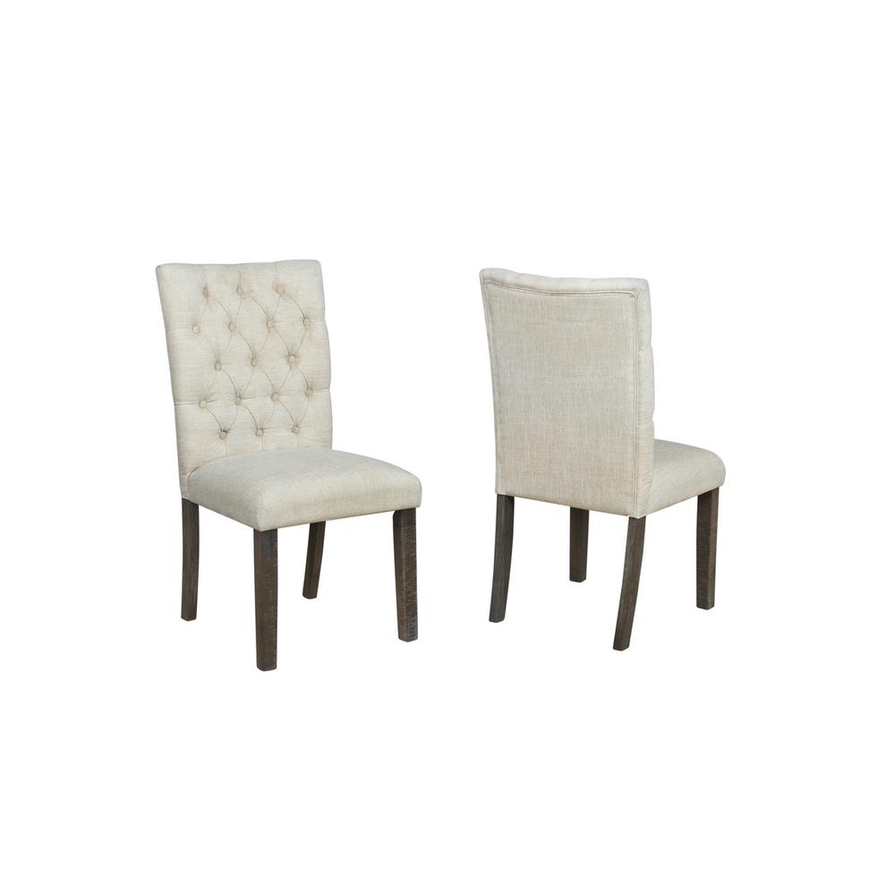 Classic Upholstered Side Chair Tufted in Linen Fabric