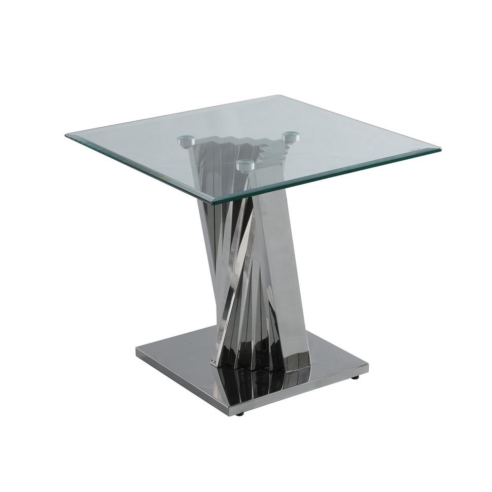 Glass Coffee Table Sets: Coffee Table and 2 End Tables with Stainless Steel Base