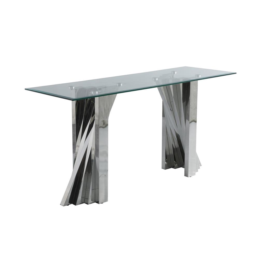 2 End Tables and Console Table with Stainless Steel Base
