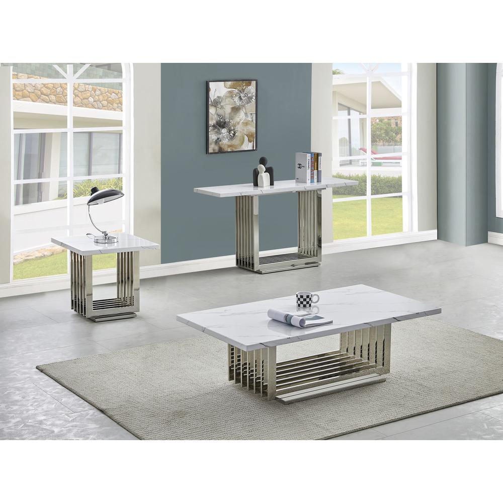 3pc- white marble coffee table set (Coffee + End + Console table)